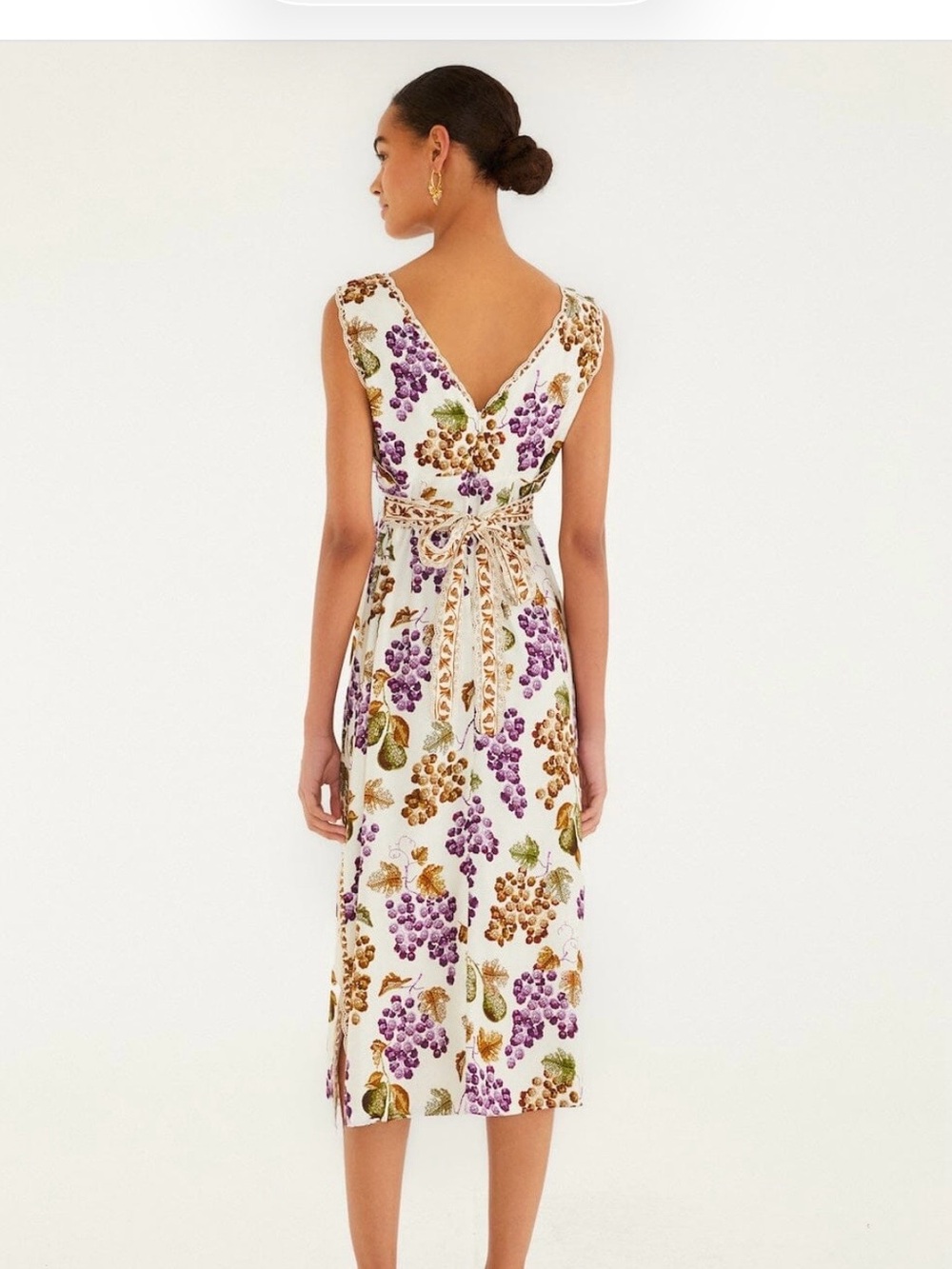 FARM Rio White Midi Dress with Purple & Brown Grape Print Brand new with tags - Picture 4 of 11